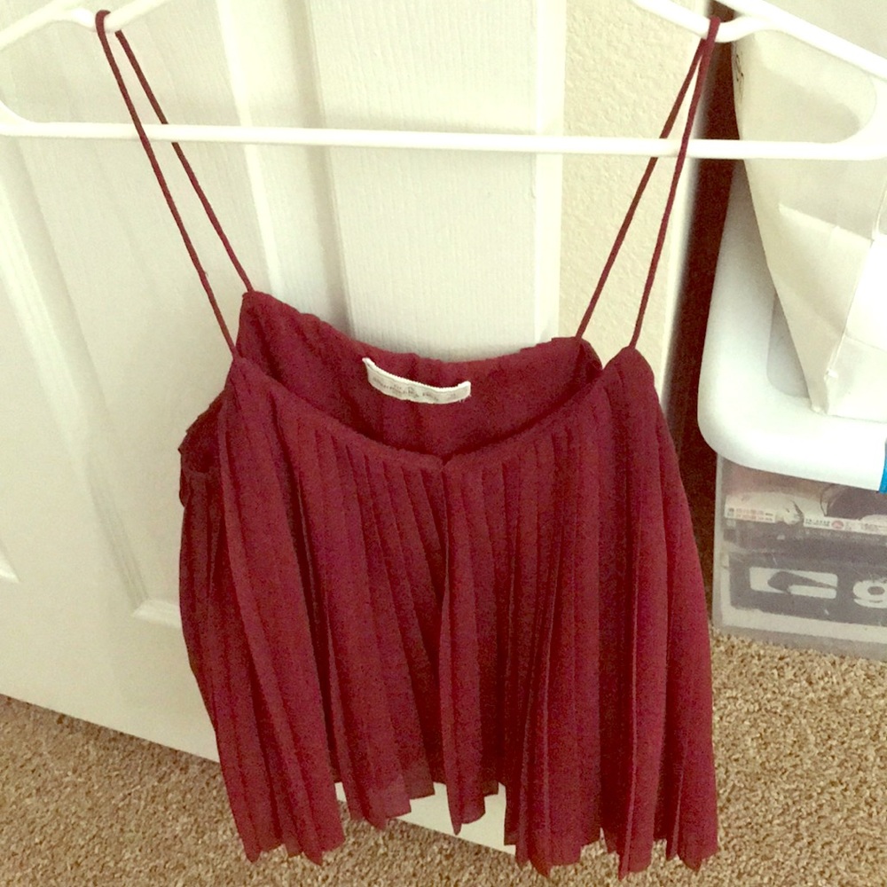Wine Red ruffled tank top